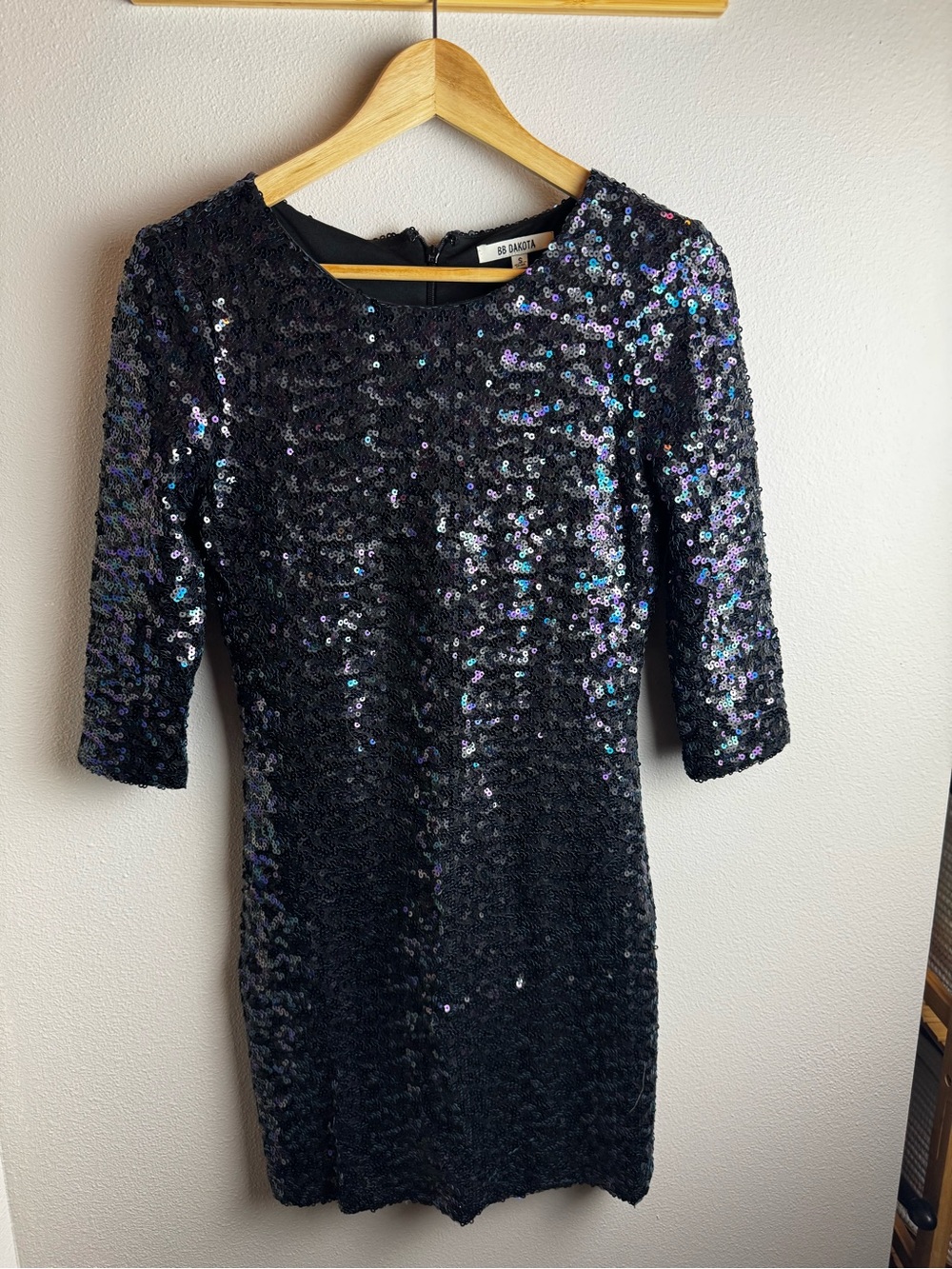 BB Dakota Black Iridescent Sequin Mini Dress